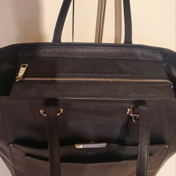 Coach Large Black Leather Taylor Tote, Silver Hardware - Picture 7 of 16